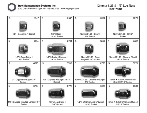 12mm x 1.25 & 1/2" Lug Nut Assortment