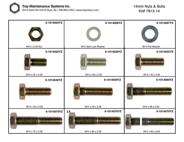2 X Set Screw Bolts M14 X 50mm, Washers & Nylon Insert Nuts