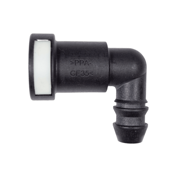 Ford 90 Degree Evap Vent Connector 1/2" Steel to 1/2" Nylon Tray