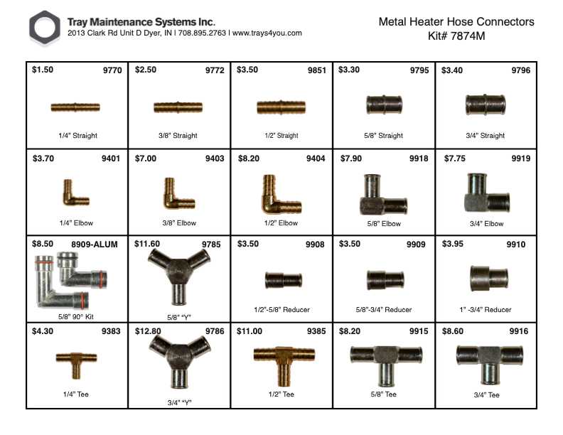 Metal Heater Hose Connector Assortment