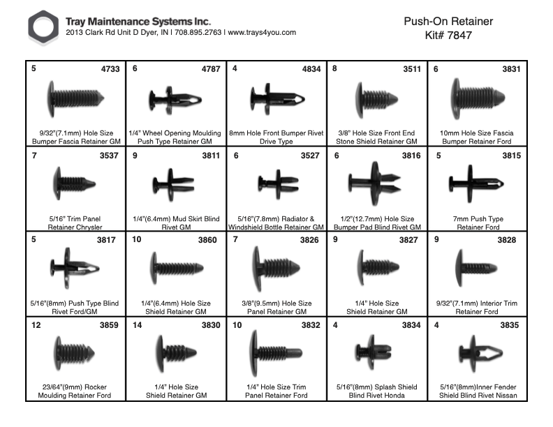 Push On Retainer Assortment