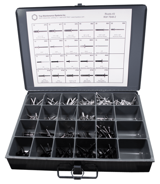 Proster 210-Piece Aluminum Blind Rivet Assortment – 8 Most Common Sizes 3/32" To 1/4", With Portable Storage Case For DIY, Auto & Metalwork