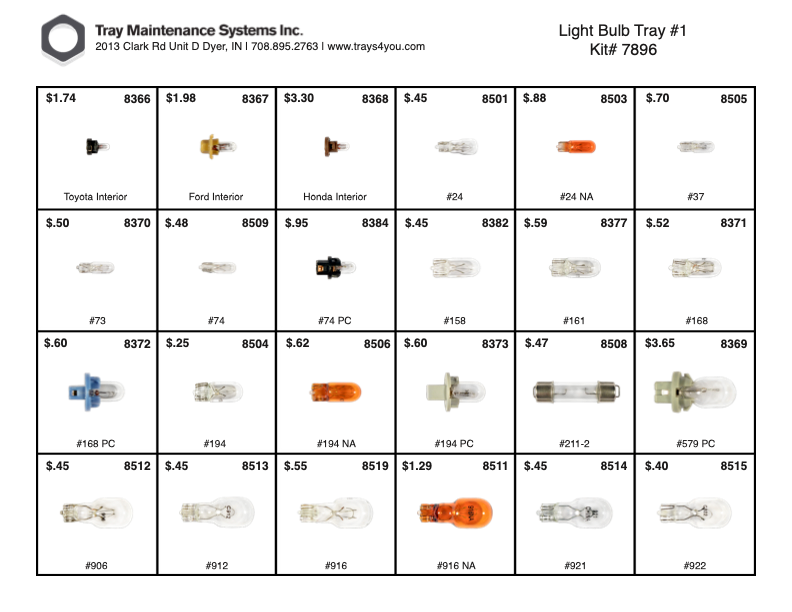 Light Bulb Assortment #1 (Bulbs #24-922)